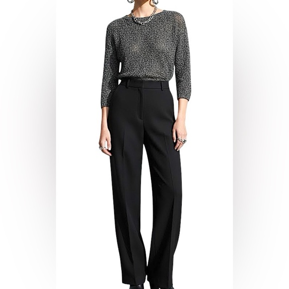 Uniqlo 100% linen open knit black white marl 3/4 sleeve sweater M - Picture 2 of 11